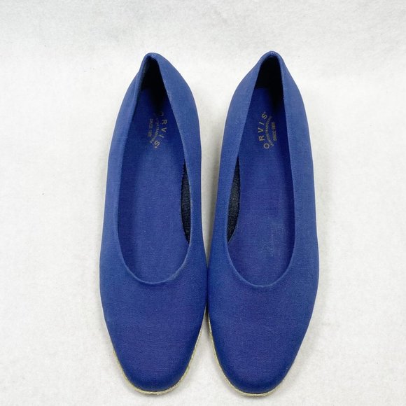 ORVIS Navy Canvas Espadrille Low Wedge 8 - Picture 2 of 12